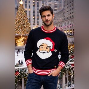 Tipsy Elves Black "Ask Your Mom If I'm Real" Ugly Christmas
Sweater Crewneck